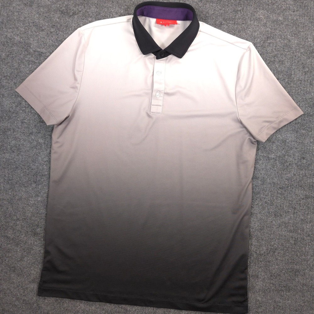 Redvanly Devon Polo Shirt Mens Medium Gray Tuxedo Ombre Performance Golf Preppy